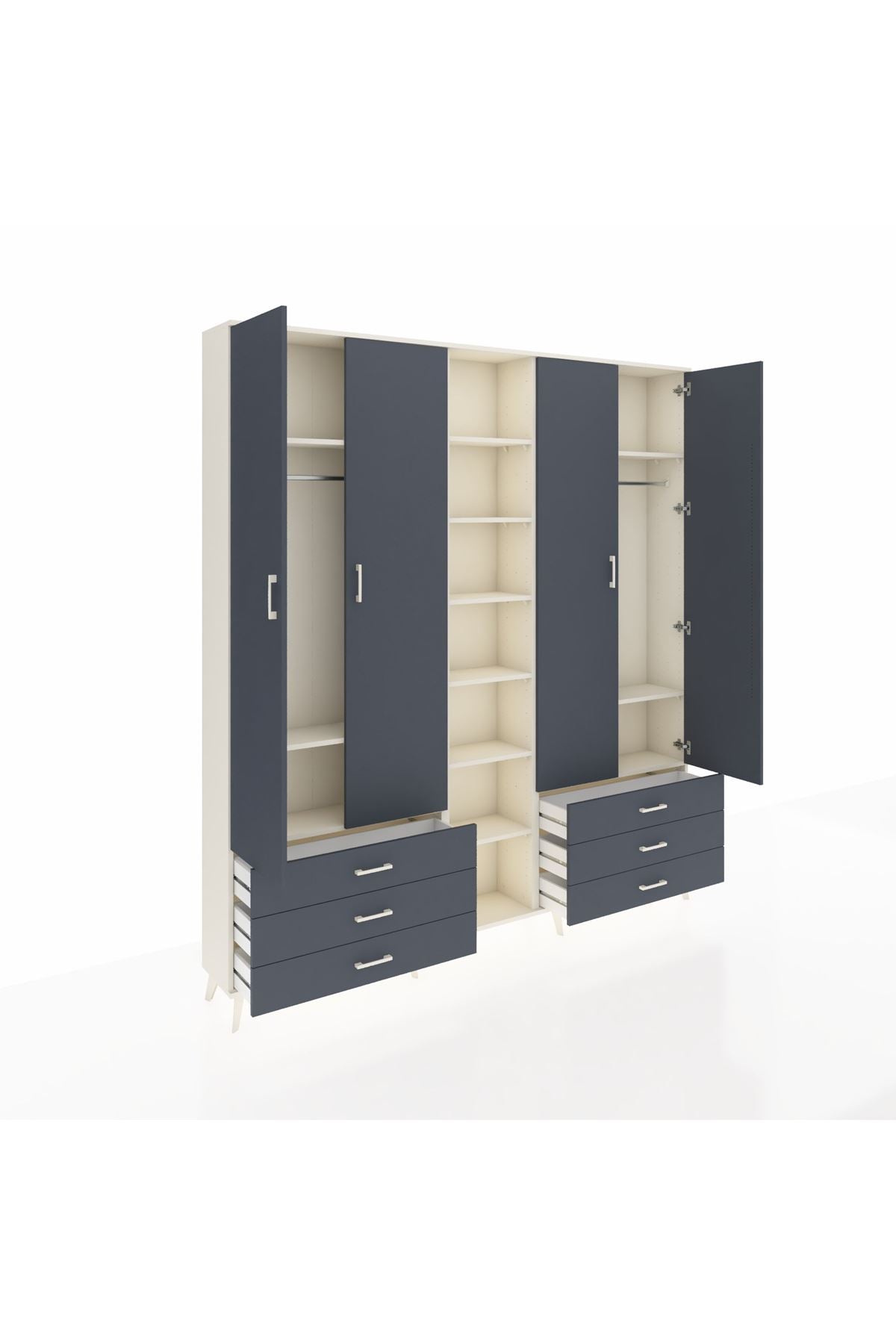 Arges Gardrop 13 Raflı 6 Çekmeceli 2 Askılı 220x30x243 Aytaşı-Antrasit