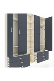 Arges Gardrop 13 Raflı 6 Çekmeceli 2 Askılı 220x30x243 Aytaşı-Antrasit