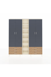 Arges Dolap 13 Raflı 6 Çekmeceli 2 Askılı 220x30x243 Aytaşı-Antrasit/Çam