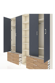 Arges Dolap 13 Raflı 6 Çekmeceli 2 Askılı 220x30x243 Aytaşı-Antrasit/Çam