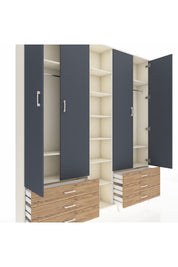 Arges Dolap 13 Raflı 6 Çekmeceli 2 Askılı 220x30x243 Aytaşı-Antrasit/Çam