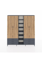 Arges Dolap 13 Raflı 6 Çekmeceli 2 Askılı 220x30x243 Antrasit-Çam/Antrasit