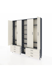 Arges Gardrop 13 Raflı 6 Çekmeceli 2 Askılı 220x30x243 Antrasit-Aytaşı