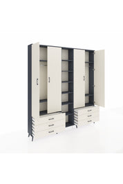 Arges Gardrop 13 Raflı 6 Çekmeceli 2 Askılı 220x30x243 Antrasit-Aytaşı