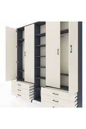 Arges Gardrop 13 Raflı 6 Çekmeceli 2 Askılı 220x30x243 Antrasit-Aytaşı