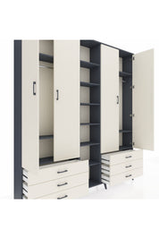 Arges Gardrop 13 Raflı 6 Çekmeceli 2 Askılı 220x30x243 Antrasit-Aytaşı