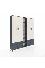 Arges Dolap 13 Raflı 6 Çekmeceli 2 Askılı 220x30x243 Antrasit-Aytaşı/Antrasit