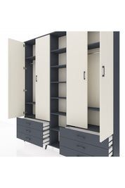 Arges Dolap 13 Raflı 6 Çekmeceli 2 Askılı 220x30x243 Antrasit-Aytaşı/Antrasit