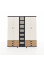 Arges Dolap 13 Raflı 6 Çekmeceli 2 Askılı 220x30x243 Antrasit-Aytaşı/Çam