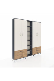 Arges Dolap 13 Raflı 6 Çekmeceli 2 Askılı 220x30x243 Antrasit-Aytaşı/Çam