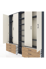 Arges Dolap 13 Raflı 6 Çekmeceli 2 Askılı 220x30x243 Antrasit-Aytaşı/Çam