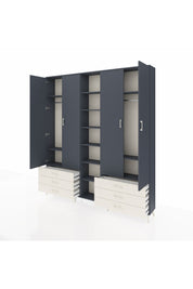 Arges Dolap 13 Raflı 6 Çekmeceli 2 Askılı 220x30x243 Antrasit-Antrasit/Aytaşı