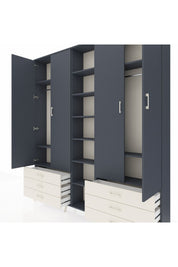 Arges Dolap 13 Raflı 6 Çekmeceli 2 Askılı 220x30x243 Antrasit-Antrasit/Aytaşı