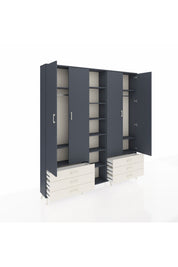 Arges Dolap 13 Raflı 6 Çekmeceli 2 Askılı 220x30x243 Antrasit-Antrasit/Aytaşı