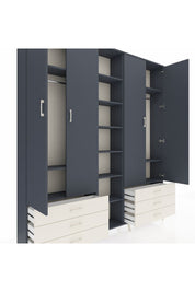 Arges Dolap 13 Raflı 6 Çekmeceli 2 Askılı 220x30x243 Antrasit-Antrasit/Aytaşı