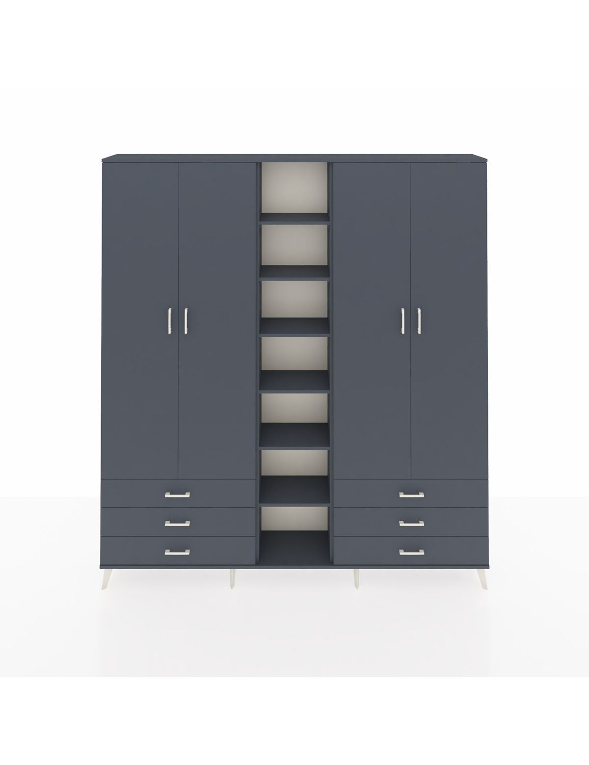 Arges Gardrop 13 Raflı 6 Çekmeceli 2 Askılı 220x30x243 Antrasit-Antrasit