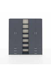 Arges Gardrop 13 Raflı 6 Çekmeceli 2 Askılı 220x30x243 Antrasit-Antrasit
