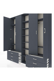 Arges Gardrop 13 Raflı 6 Çekmeceli 2 Askılı 220x30x243 Antrasit-Antrasit