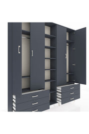 Arges Gardrop 13 Raflı 6 Çekmeceli 2 Askılı 220x30x243 Antrasit-Antrasit