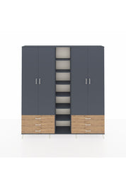 Arges Dolap 13 Raflı 6 Çekmeceli 2 Askılı 220x30x243 Antrasit-Antrasit/Çam