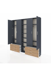 Arges Dolap 13 Raflı 6 Çekmeceli 2 Askılı 220x30x243 Antrasit-Antrasit/Çam