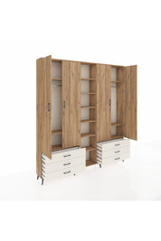 Arges Dolap 13 Raflı 6 Çekmeceli 2 Askılı 220x30x243 Çam-Çam/Aytaşı