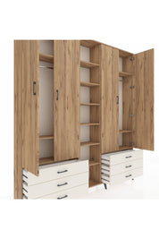Arges Dolap 13 Raflı 6 Çekmeceli 2 Askılı 220x30x243 Çam-Çam/Aytaşı