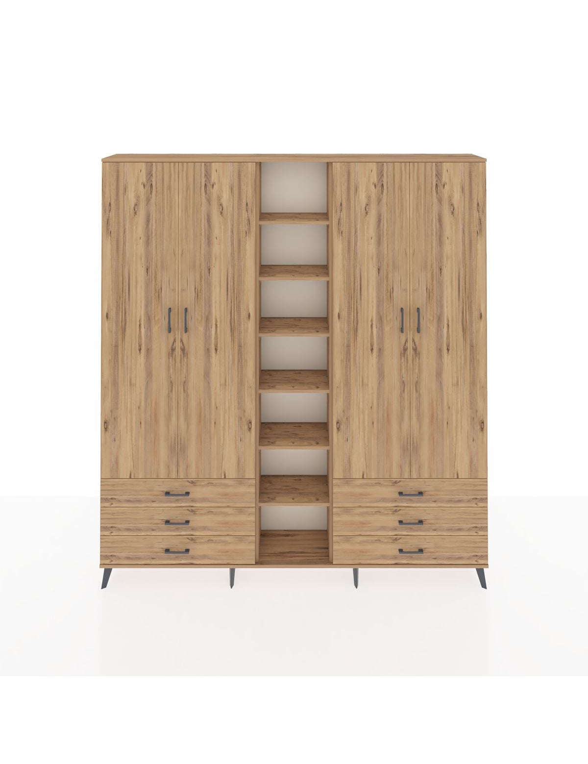 Arges Gardrop 13 Raflı 6 Çekmeceli 2 Askılı 220x30x243 Çam-Çam