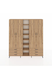 Arges Gardrop 13 Raflı 6 Çekmeceli 2 Askılı 220x30x243 Çam-Çam