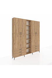 Arges Gardrop 13 Raflı 6 Çekmeceli 2 Askılı 220x30x243 Çam-Çam