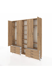 Arges Gardrop 13 Raflı 6 Çekmeceli 2 Askılı 220x30x243 Çam-Çam