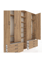 Arges Gardrop 13 Raflı 6 Çekmeceli 2 Askılı 220x30x243 Çam-Çam