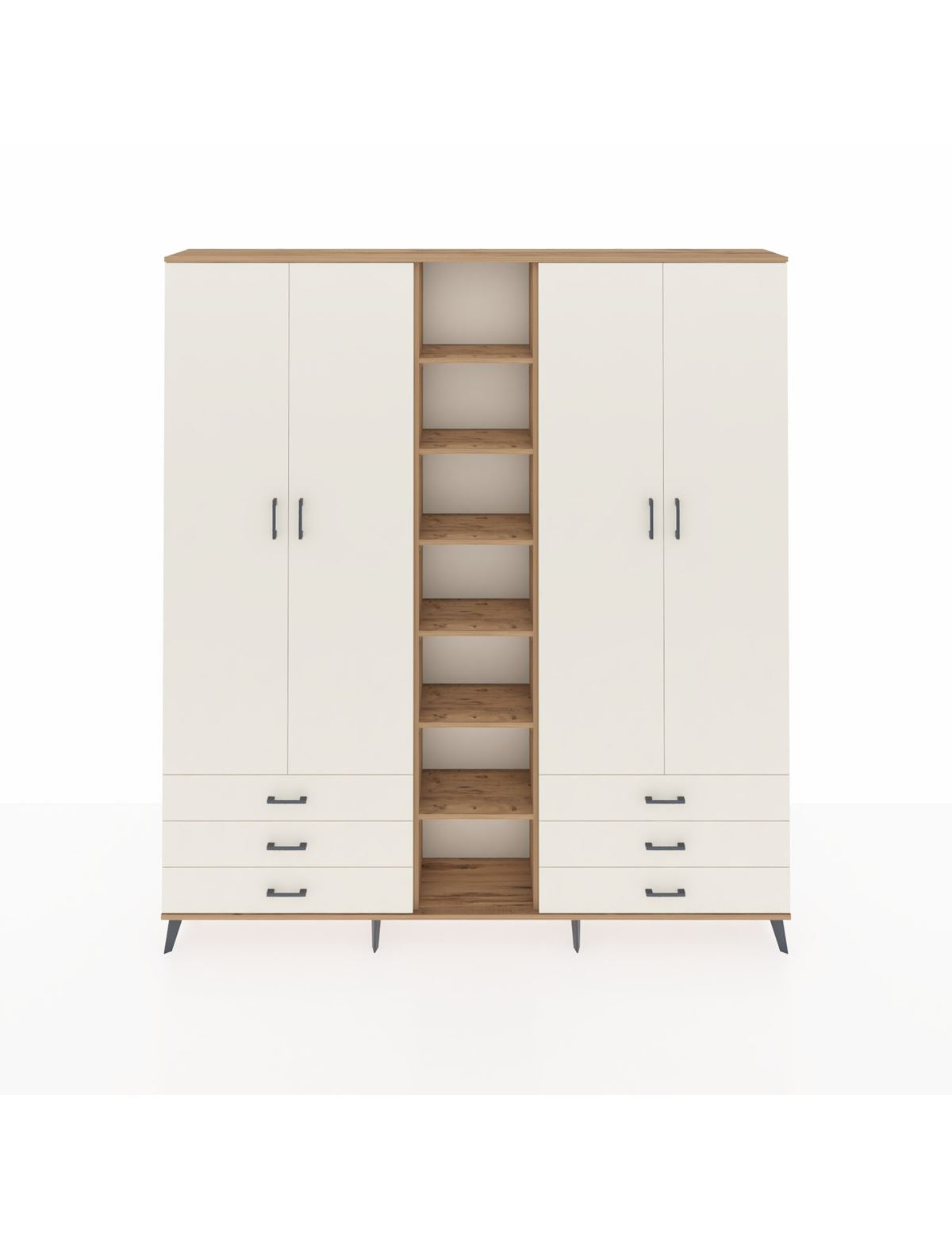 Arges Gardrop 13 Raflı 6 Çekmeceli 2 Askılı 220x30x243 Çam-Aytaşı