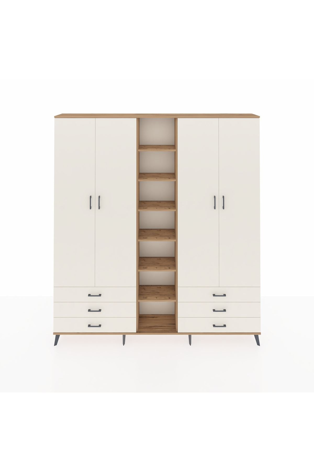 Arges Gardrop 13 Raflı 6 Çekmeceli 2 Askılı 220x30x243 Çam-Aytaşı