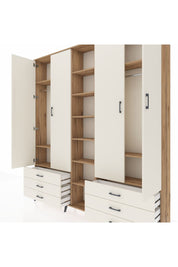 Arges Gardrop 13 Raflı 6 Çekmeceli 2 Askılı 220x30x243 Çam-Aytaşı