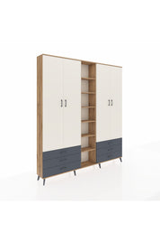 Arges Dolap 13 Raflı 6 Çekmeceli 2 Askılı 220x30x243 Çam-Aytaşı/Antrasit