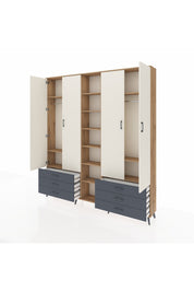 Arges Dolap 13 Raflı 6 Çekmeceli 2 Askılı 220x30x243 Çam-Aytaşı/Antrasit