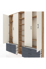 Arges Dolap 13 Raflı 6 Çekmeceli 2 Askılı 220x30x243 Çam-Aytaşı/Antrasit