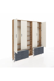 Arges Dolap 13 Raflı 6 Çekmeceli 2 Askılı 220x30x243 Çam-Aytaşı/Antrasit