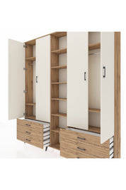 Arges Dolap 13 Raflı 6 Çekmeceli 2 Askılı 220x30x243 Çam-Aytaşı/Çam