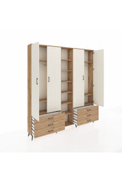 Arges Dolap 13 Raflı 6 Çekmeceli 2 Askılı 220x30x243 Çam-Aytaşı/Çam