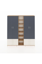 Arges Dolap 13 Raflı 6 Çekmeceli 2 Askılı 220x30x243 Çam-Antrasit/Aytaşı