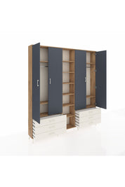 Arges Dolap 13 Raflı 6 Çekmeceli 2 Askılı 220x30x243 Çam-Antrasit/Aytaşı