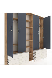 Arges Dolap 13 Raflı 6 Çekmeceli 2 Askılı 220x30x243 Çam-Antrasit/Aytaşı