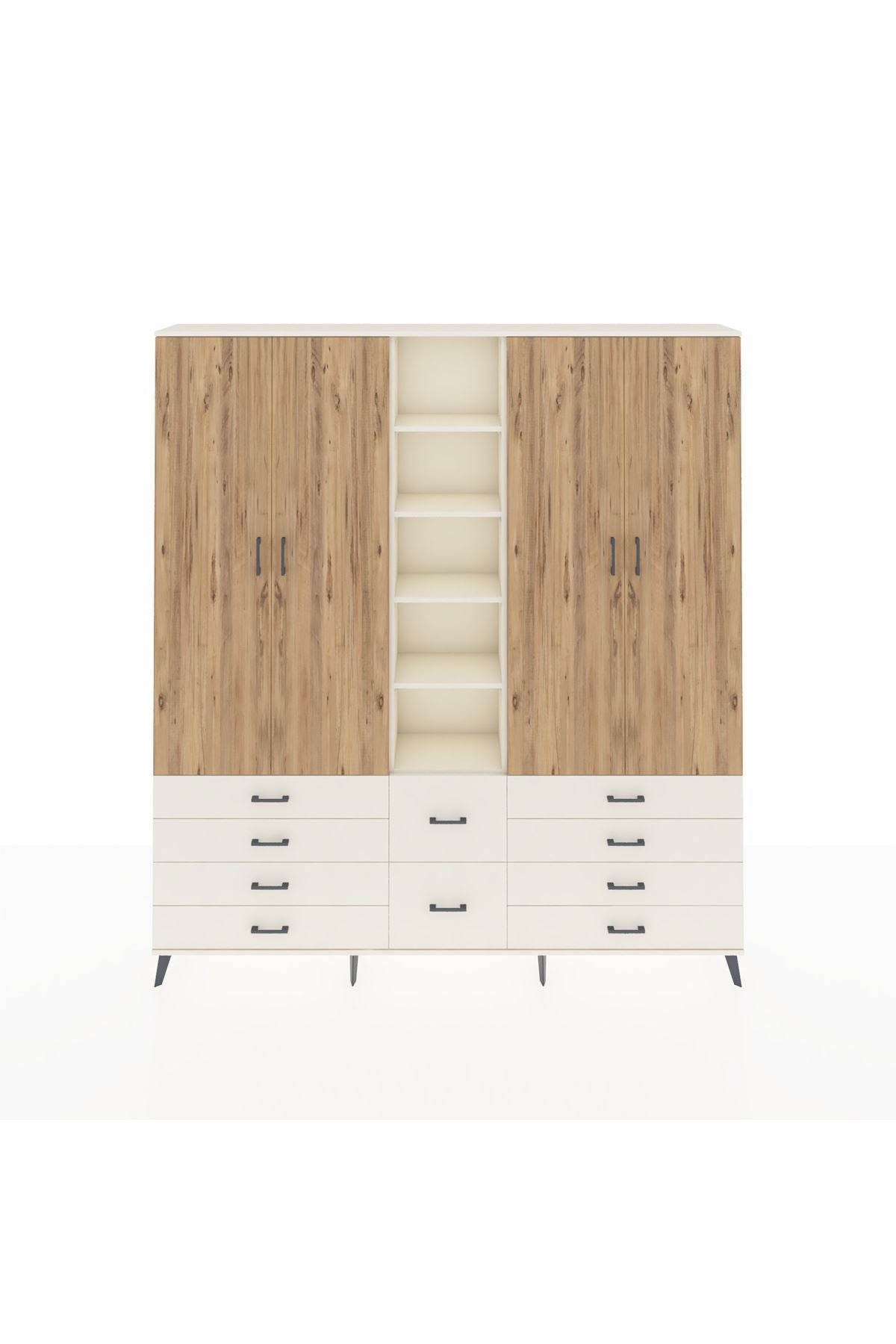 Arges Dolap 9 Raflı 10 Çekmeceli 2 Askılı 220x30x243 Aytaşı-Çam/Aytaşı