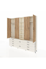 Arges Dolap 9 Raflı 10 Çekmeceli 2 Askılı 220x30x243 Aytaşı-Çam/Aytaşı