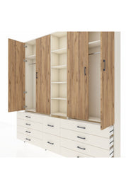 Arges Dolap 9 Raflı 10 Çekmeceli 2 Askılı 220x30x243 Aytaşı-Çam/Aytaşı