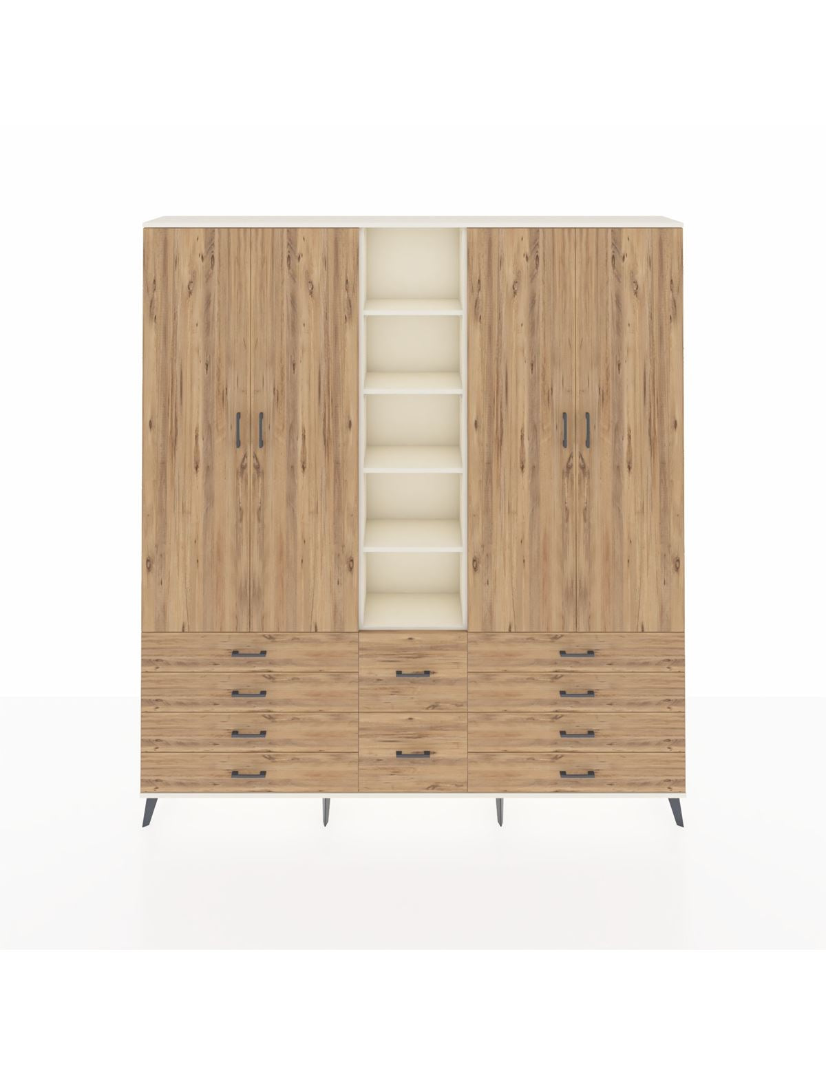 Arges Gardrop 9 Raflı 10 Çekmeceli 2 Askılı 220x30x243 Aytaşı-Çam