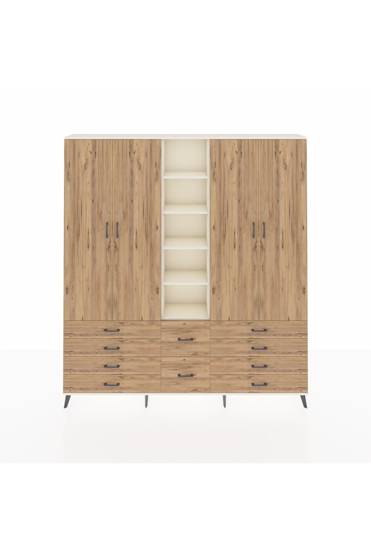 Arges Gardrop 9 Raflı 10 Çekmeceli 2 Askılı 220x30x243 Aytaşı-Çam