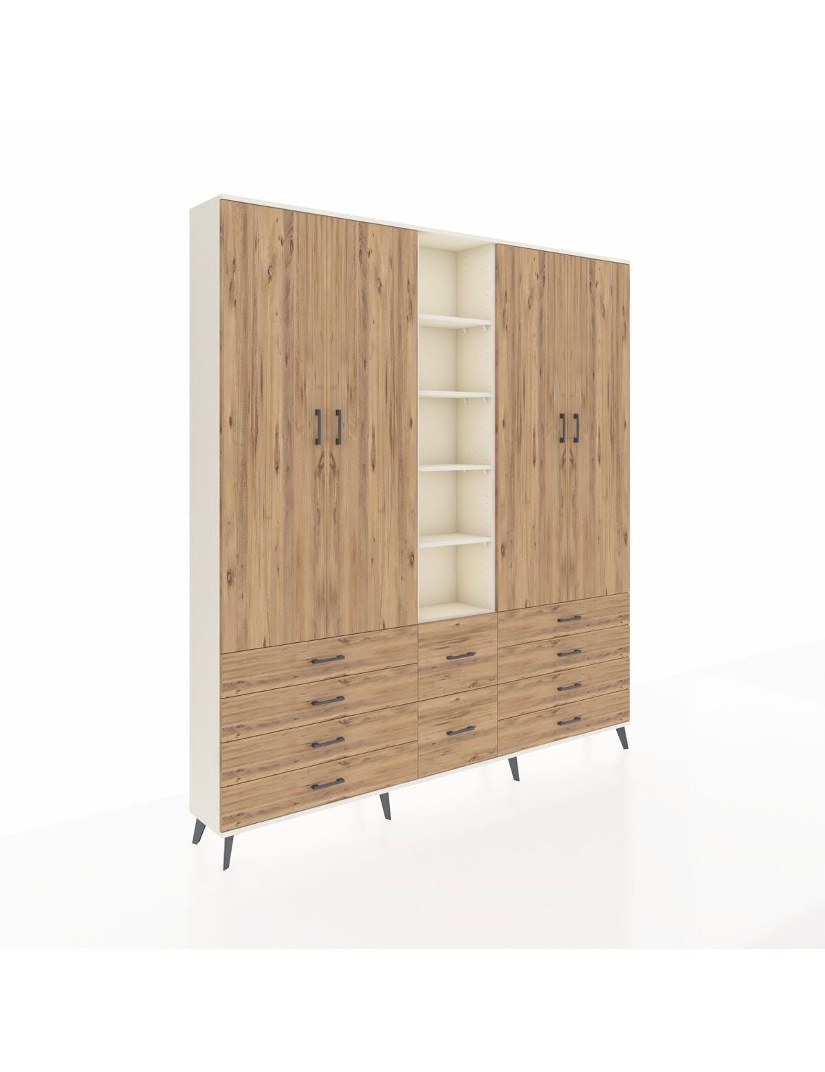 Arges Gardrop 9 Raflı 10 Çekmeceli 2 Askılı 220x30x243 Aytaşı-Çam